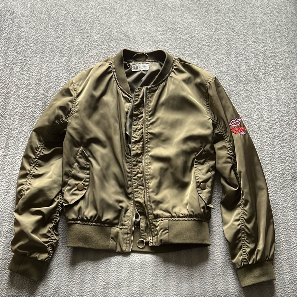 H&M Bomber Jacket Y 9-10 Embroidered back